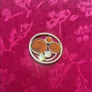 Silver and Orange Circular Scarf Clip